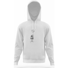 Tshirthane Astronot Uzay Balon Ay Beyaz Erkek Kapüşonlu Sweatshirt Uzun Kol