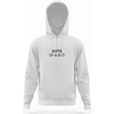 Tshirthane LED Zeppelin 4lü Logo Beyaz Erkek Kapüşonlu Sweatshirt Uzun Kol