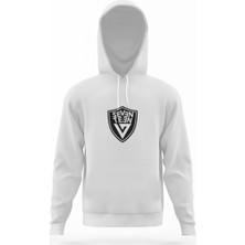 Tshirthane Seventeen Logo Beyaz Erkek Kapüşonlu Sweatshirt Uzun Kol