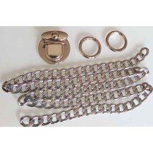 Angel Çanta Aksesuar Gümüş Renk Zincir Set