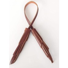 Angel Çanta Aksesuar Gerçek Deri Ikili Zig Zag Püskül Kızıl Kahve Renk