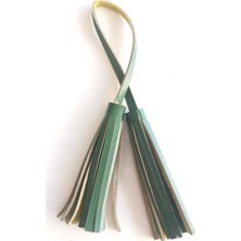 Angel Çanta Aksesuar Gerçek Deri Ikili Düz Püskül Yeşil Renk