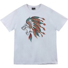 Stonedfame Aslan Kızılderili Baskılı T-Shirt