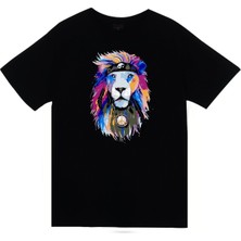 Stonedfame Aslan Kızılderili Peace Yingyang Baskılı T-Shirt