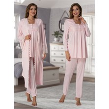 Kadın Pembe Lohusa Sabahlıklı Pijama Takımı EFFORTT 7014