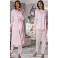 Kadın Pembe Hamile Lohusa Sabahlıklı Pijama Takımı EFFORTT 2018
