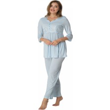 Kadın Mavi Lohusa Pijama Takımı EFFORTT 3011