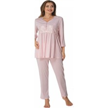 Kadın Pembe Lohusa Pijama Takımı EFFORTT 3011