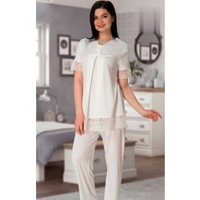 Kadın Ekru Lohusa Pijama Takımı EFFORTT 5042