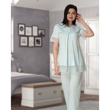 Kadın Mavi Lohusa Pijama Takımı EFFORTT 5042