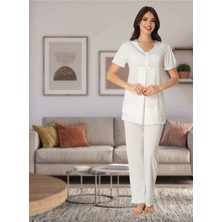 Kadın Ekru Lohusa Pijama Takımı EFFORTT 8022
