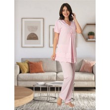 Kadın Pembe Lohusa Pijama Takımı EFFORTT 8022
