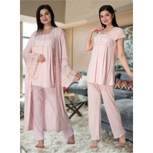 Kadın Pembe Lohusa Sabahlıklı Pijama Takımı EFFORTT 5011
