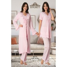 Kadın Pembe Lohusa Sabahlıklı Pijama Takımı EFFORTT 8024