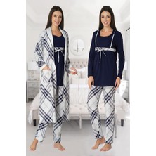 Kadın Lacivert Sabahlıklı Pijama Takımı EFFORTT 8084