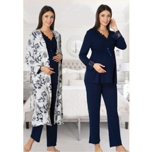 Kadın Lacivert Sabahlıklı Pijama Takımı EFFORTT 8094