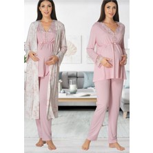 Kadın Pembe Sabahlıklı Pijama Takımı EFFORTT 8094