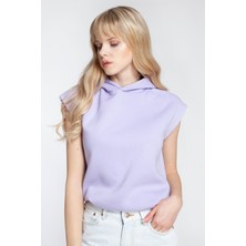 Bexy Malin - Kapşonlu Kolsuz Lila Sweatshirt | 160448-1