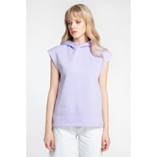 Bexy Malin - Kapşonlu Kolsuz Lila Sweatshirt | 160448-1