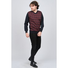 Desen Triko Erkek V Yaka Desenli Yün Kazak 0245532 Lacivert