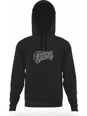 Tshirthane Peaky Blinders Tommy Shelby Logo Füme Antrasit Erkek Kapüşonlu Sweatshirt Uzun Kol