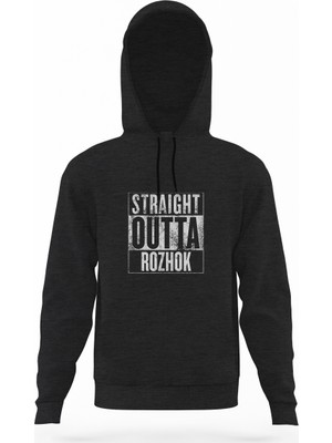 Tshirthane Pubg Straıght Outta Rozhok Füme Antrasit Erkek Kapüşonlu Sweatshirt Uzun Kol
