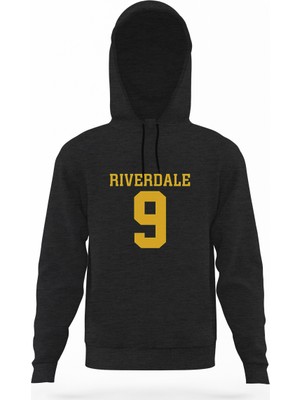 Tshirthane Riverdale 9 Füme Antrasit Erkek Kapüşonlu Sweatshirt Uzun Kol