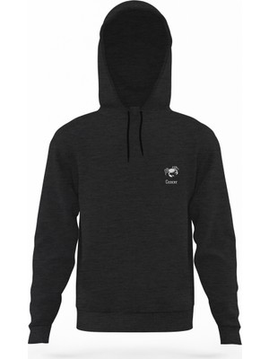 Tshirthane Yengeç Burcu Füme Antrasit Erkek Kapüşonlu Sweatshirt Uzun Kol