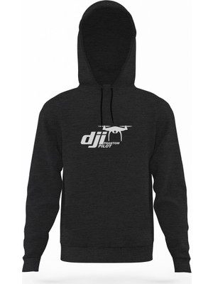 Tshirthane Dji Phantom Pilot Drone Vinyl Decal Füme Antrasit Erkek Kapüşonlu Sweatshirt Uzun Kol