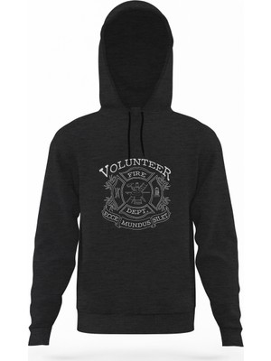 Tshirthane A Series Of Unfortunate Events Volunteer Fire Department Füme Antrasit Erkek Kapüşonlu Sweatshirt Uz