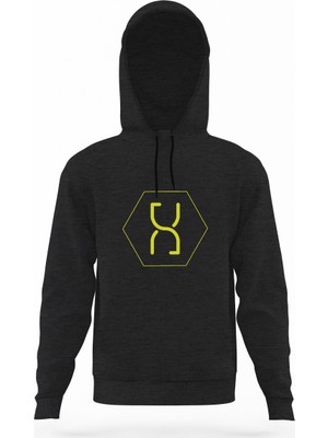 Tshirthane Altered Carbon Logo Sari Füme Antrasit Erkek Kapüşonlu Sweatshirt Uzun Kol