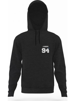 Tshirthane Bts J Hope 94 Füme Antrasit Erkek Kapüşonlu Sweatshirt Uzun Kol