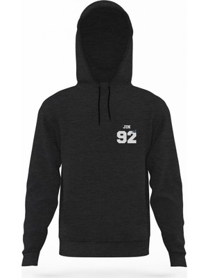 Tshirthane Bts Jin 92 Füme Antrasit Erkek Kapüşonlu Sweatshirt Uzun Kol