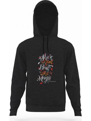 Tshirthane Charles Bukowski Shes Mad But She Füme Antrasit Erkek Kapüşonlu Sweatshirt Uzun Kol