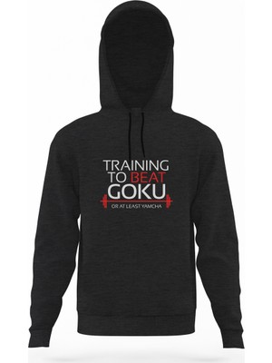 Tshirthane Dragon Ball Füme Antrasit Erkek Kapüşonlu Sweatshirt Uzun Kol