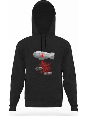 Tshirthane La Casa De Papel Chaos Is Our Friend Füme Antrasit Erkek Kapüşonlu Sweatshirt Uzun Kol