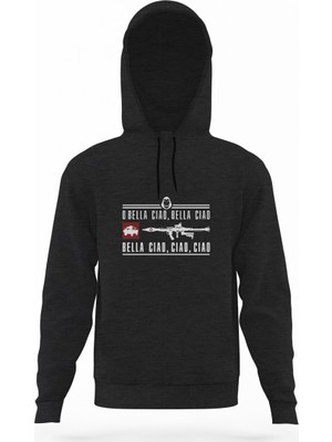 Tshirthane La Casa De Papel Rpg Füme Antrasit Erkek Kapüşonlu Sweatshirt Uzun Kol