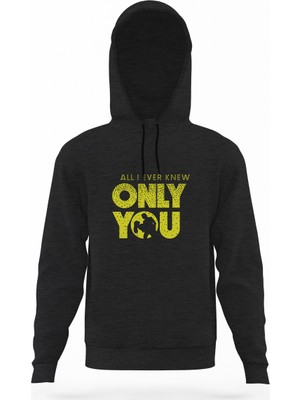 Tshirthane Lucifer Only You Lucifer & Chloe Füme Antrasit Erkek Kapüşonlu Sweatshirt Uzun Kol
