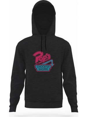 Tshirthane Riverdale Pop's Chock'lit Shoppe Füme Antrasit Erkek Kapüşonlu Sweatshirt Uzun Kol