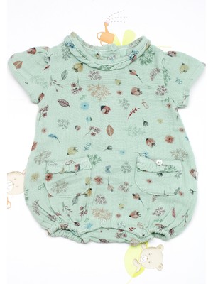 Babydola Kız Bebek %100 Pamuklu Çiçekli Kısa Tulum Babydola