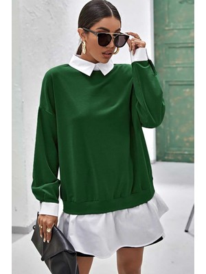 Madmext Mad Girls Yeşil Basic Sweatshirt MG806