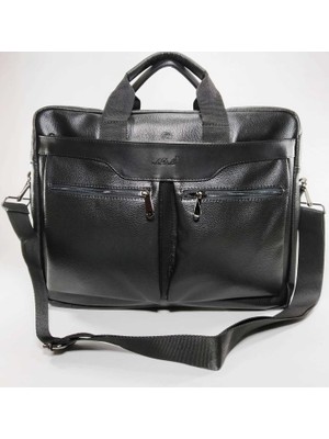 Arpelle Siyah Deri 17 Inç Evrak Laptop Çantası