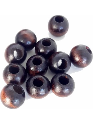 Angel Çanta Akssesuar 22 mm 10 'lu Ahşap Yuvarlak Boncuk Koyu Renk