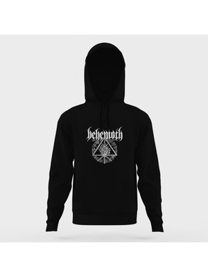 Tshirthane Behemoth Logo Siyah Erkek Kapüşonlu Sweatshirt Uzun Kol