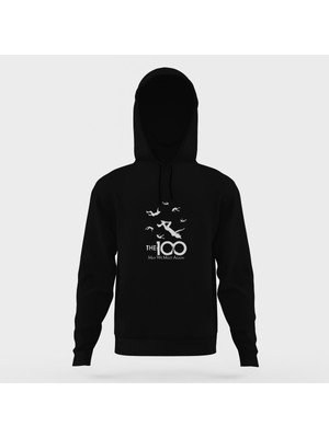Tshirthane THE100 May We Meet Again Düşen Insanlar Siyah Erkek Kapüşonlu Sweatshirt Uzun Kol