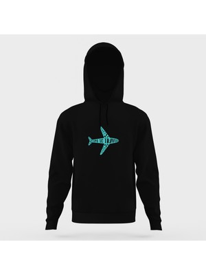Tshirthane Silhouette Time To Travel Siyah Erkek Kapüşonlu Sweatshirt Uzun Kol