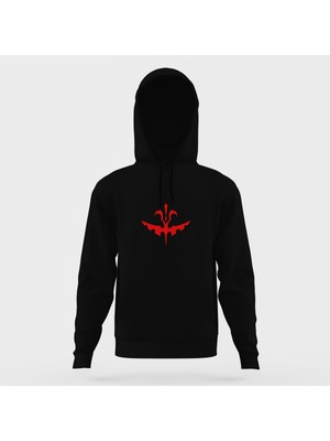 Tshirthane Fiction Red Siyah Erkek Kapüşonlu Sweatshirt Uzun Kol