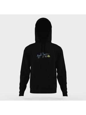 Tshirthane Senna Imzalı Logo Screen Shot 2018 Siyah Erkek Kapüşonlu Sweatshirt Uzun Kol