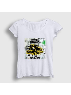 Presmono Kadın Beyaz Wall 5 Seconds Of Summer T-Shirt