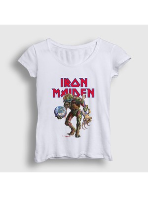 Presmono Kadın Beyaz World Iron Maiden T-Shirt